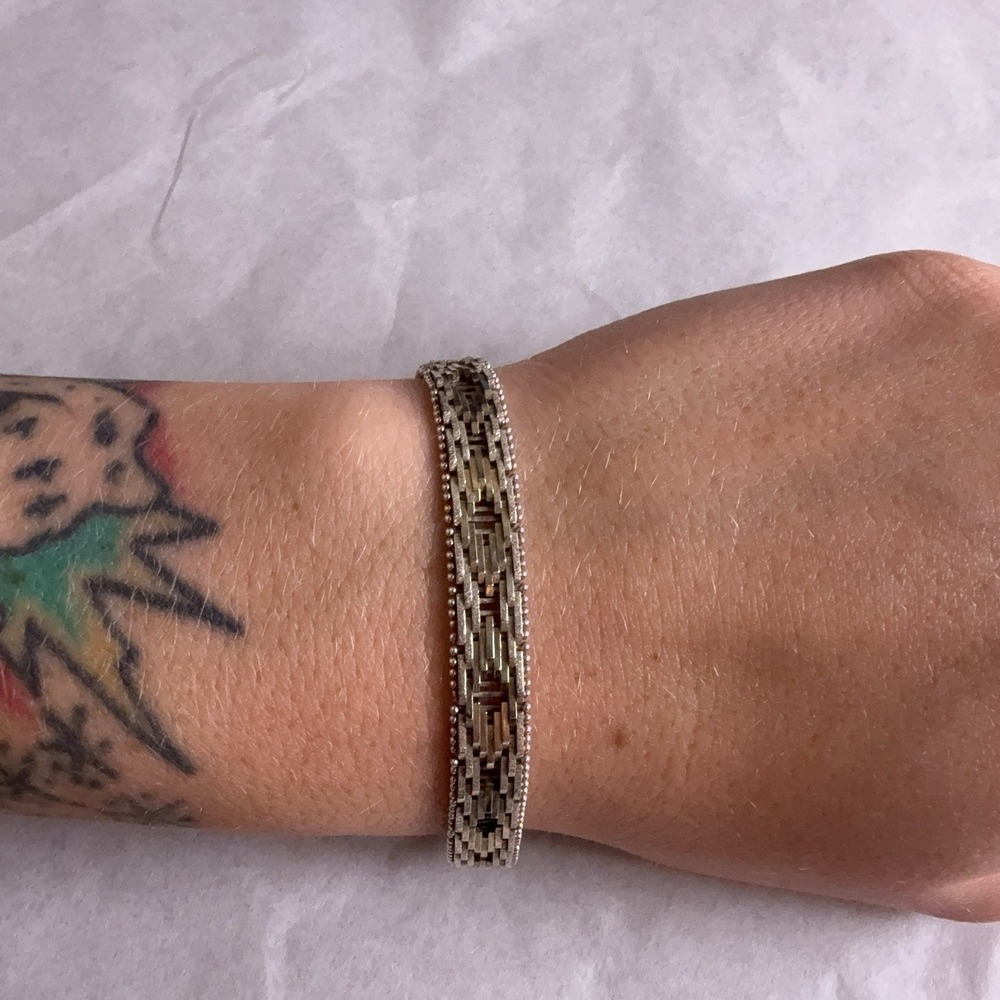 Milor Sterling Silver 925 Chain Bracelet 7in Lobster Clasp Statement Textured